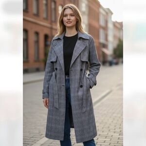 BB Dakota by Steve Madden NWT Glen Plaid Trench Coat Medium